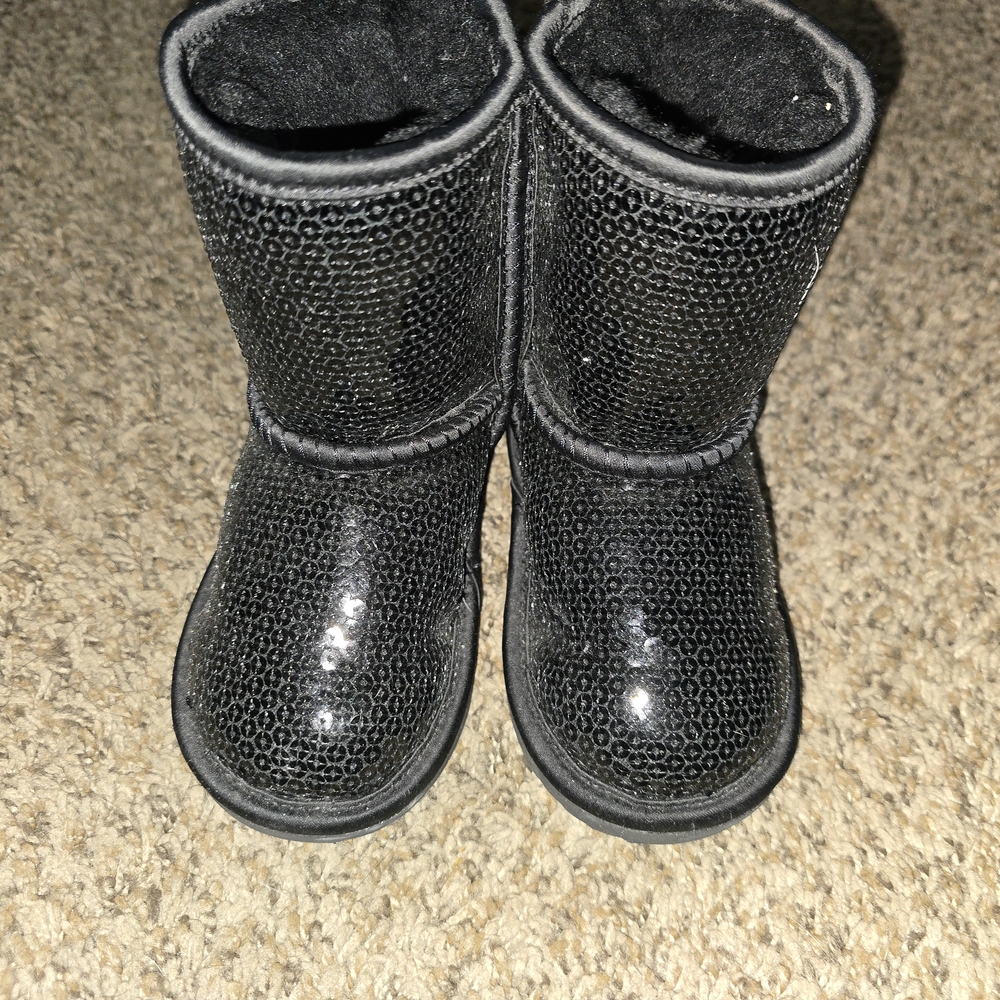 UGG Kids Black Sequin Classic Short Boots